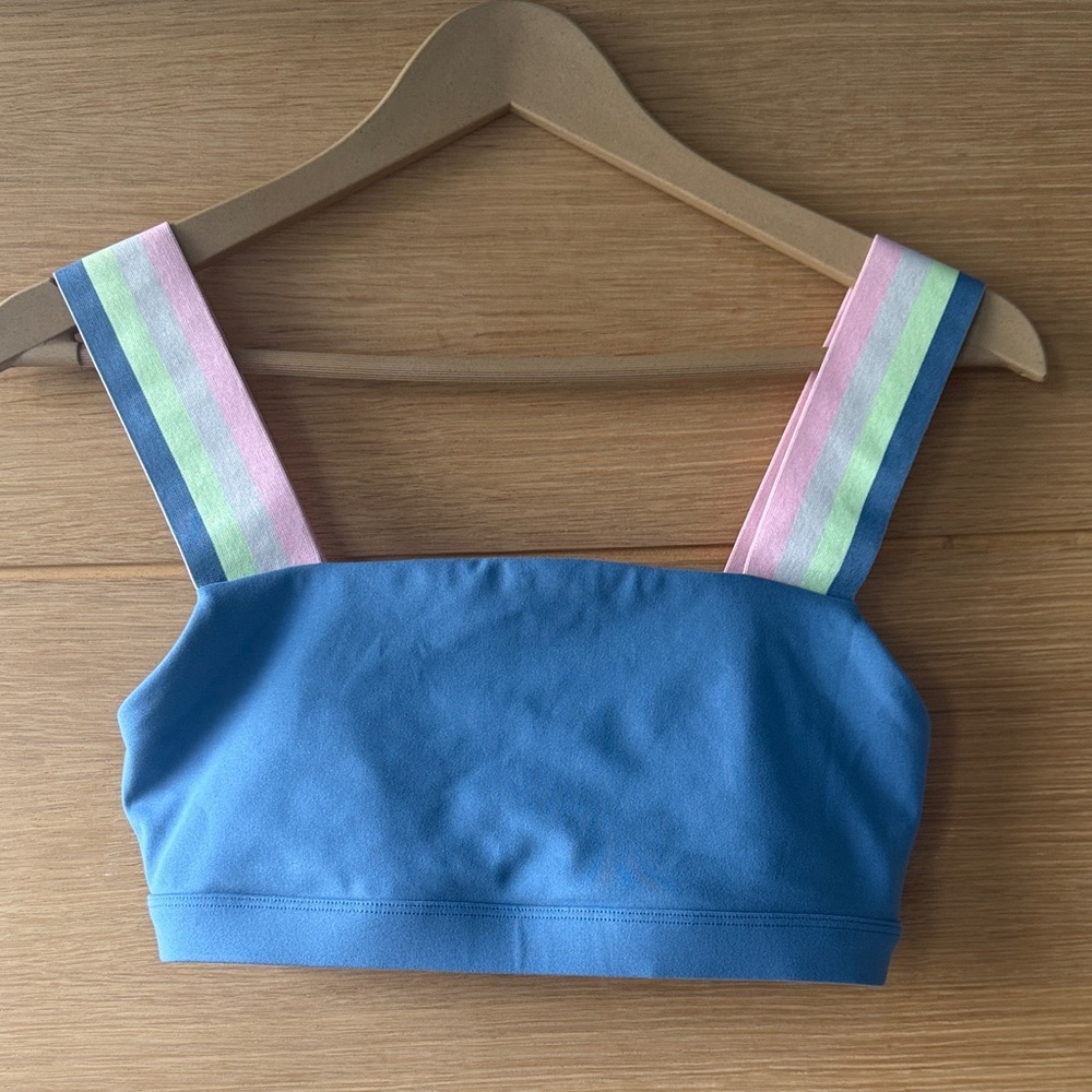Blue Crop Top with Multicolor Straps